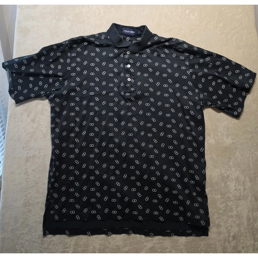 Polo Golf Ralph Lauren All Over Print Golf‎ Black Shirt XL